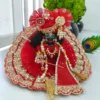 Laddu Gopal Red Velvet Dress with Mukut & Patka - Heavy Embroidery Set | Size - 2,4,5