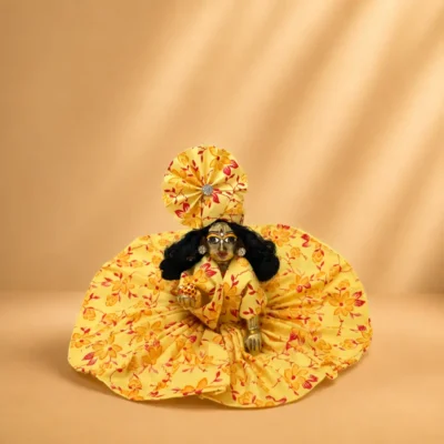 Yellow Floral Cotton Laddu Gopal Dress – Designer Summer Poshak