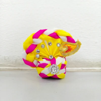 mahashringar laddu gopal festival mukut pink yellow pagdi.webp