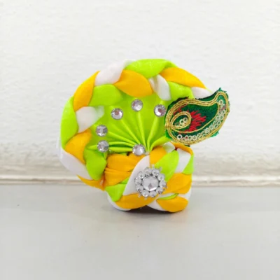 laddu gopal green yellow pagdi mukut thakurji shringar mahashringar.webp