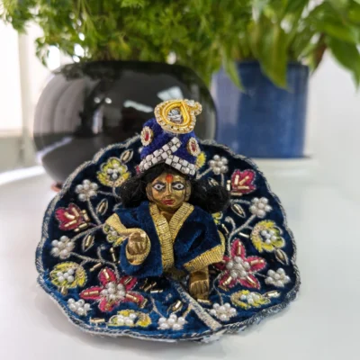 Size 0 Blue Velvet Laddu Gopal Heavy Sequin Work Poshak Mahashringar
