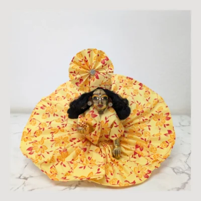 bright yellow floral laddu gopal dress mukut combo all sizes 0,1,2,4,5