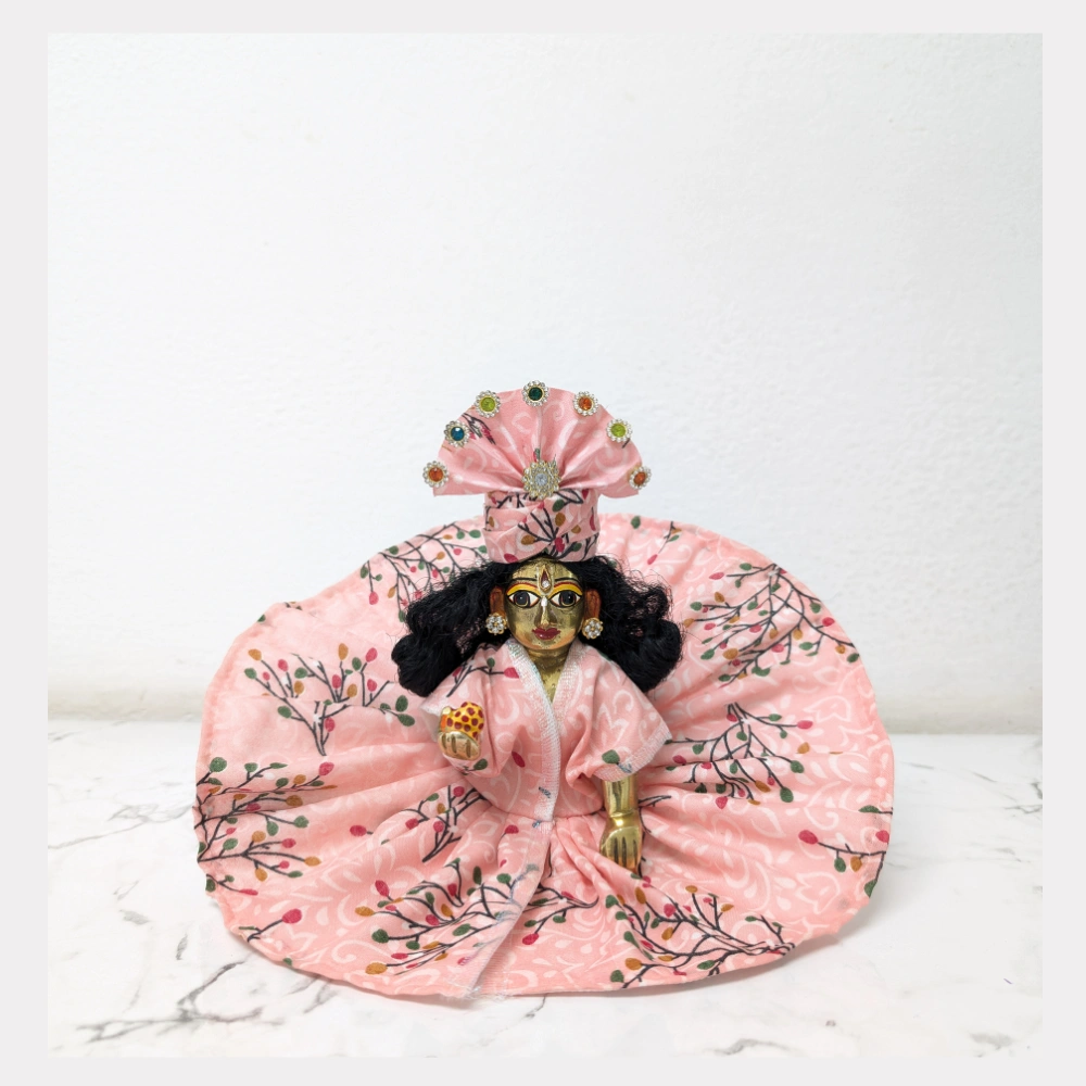 kanha ji size 2 pink cotton floral print summer poshak.webp