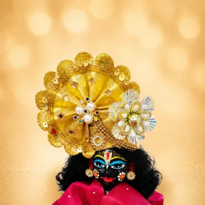 laddu gopal designer mukut golden stone work on thakurji