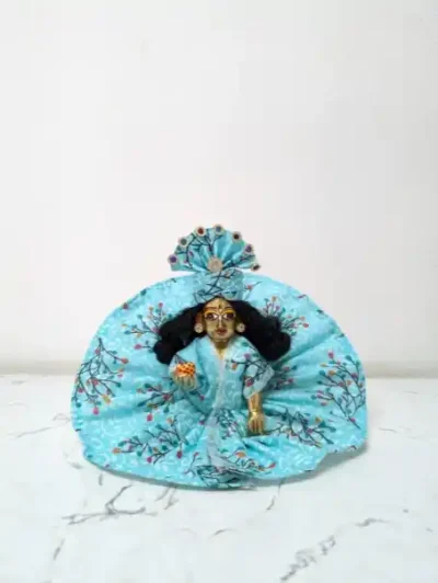 bal gopal size 0 1 designer sky blue summer dress with pagri