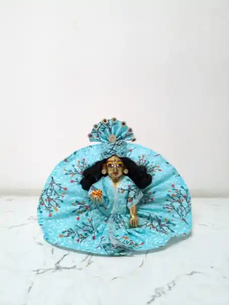 bal gopal size 0 1 designer sky blue summer dress with pagri