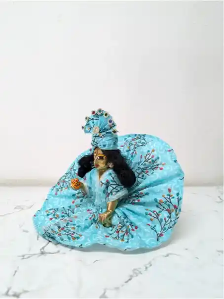 kanha ji size 2 sky blue cotton floral print summer poshak