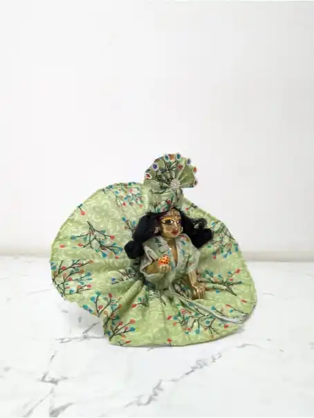 kanha ji size 2 green cotton floral print summer poshak