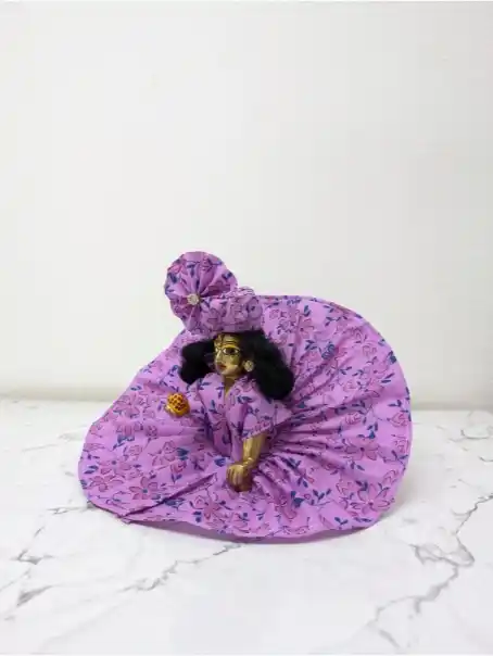 designer lavender flower print bal gopal summer poshak combo