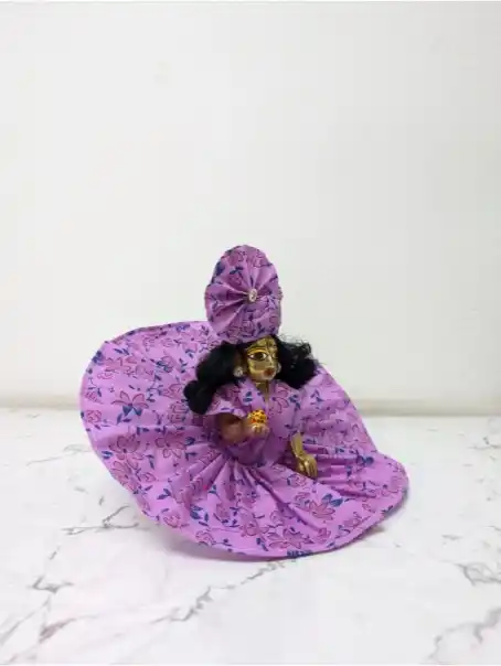 purple cotton kanha ji poshak with mukut garmi special set