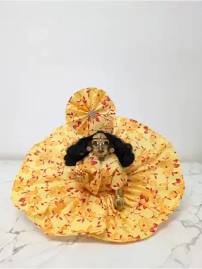 bright yellow floral laddu gopal dress mukut combo all sizes 0,1,2,4,5