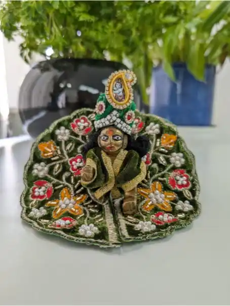 Size 0 Green Velvet Laddu Gopal Heavy Sequin Work Poshak Mahashringar