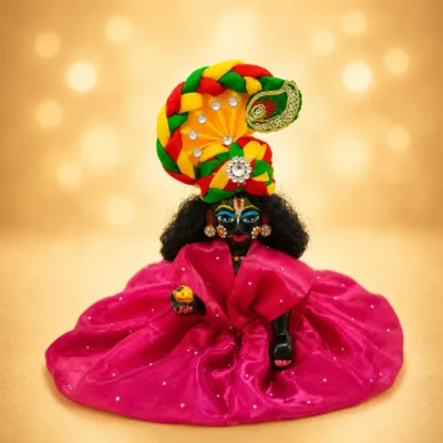 laddu gopal designer pagdi red green yellow front view