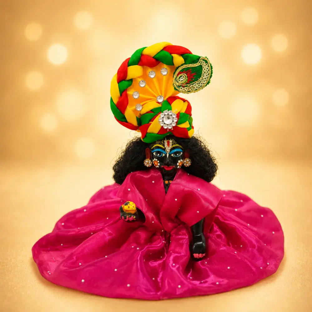 laddu gopal designer pagdi red green yellow front view