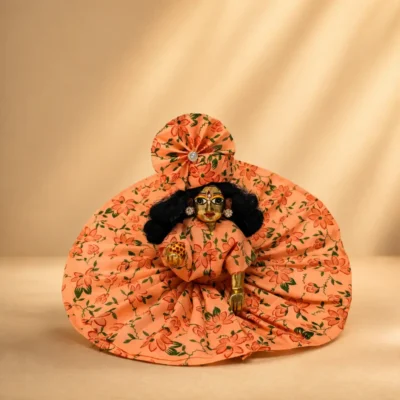laddu gopal summer cotton dress peach orange front
