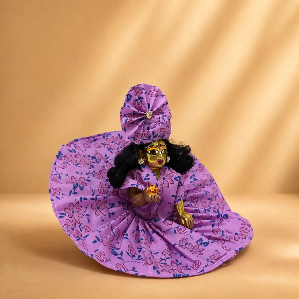 laddu gopal cotton poshak purple angle view