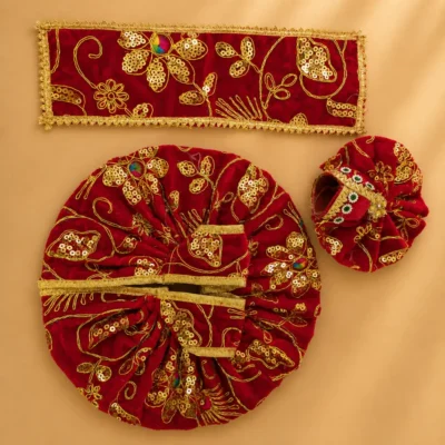 red sequin laddu gopal dress