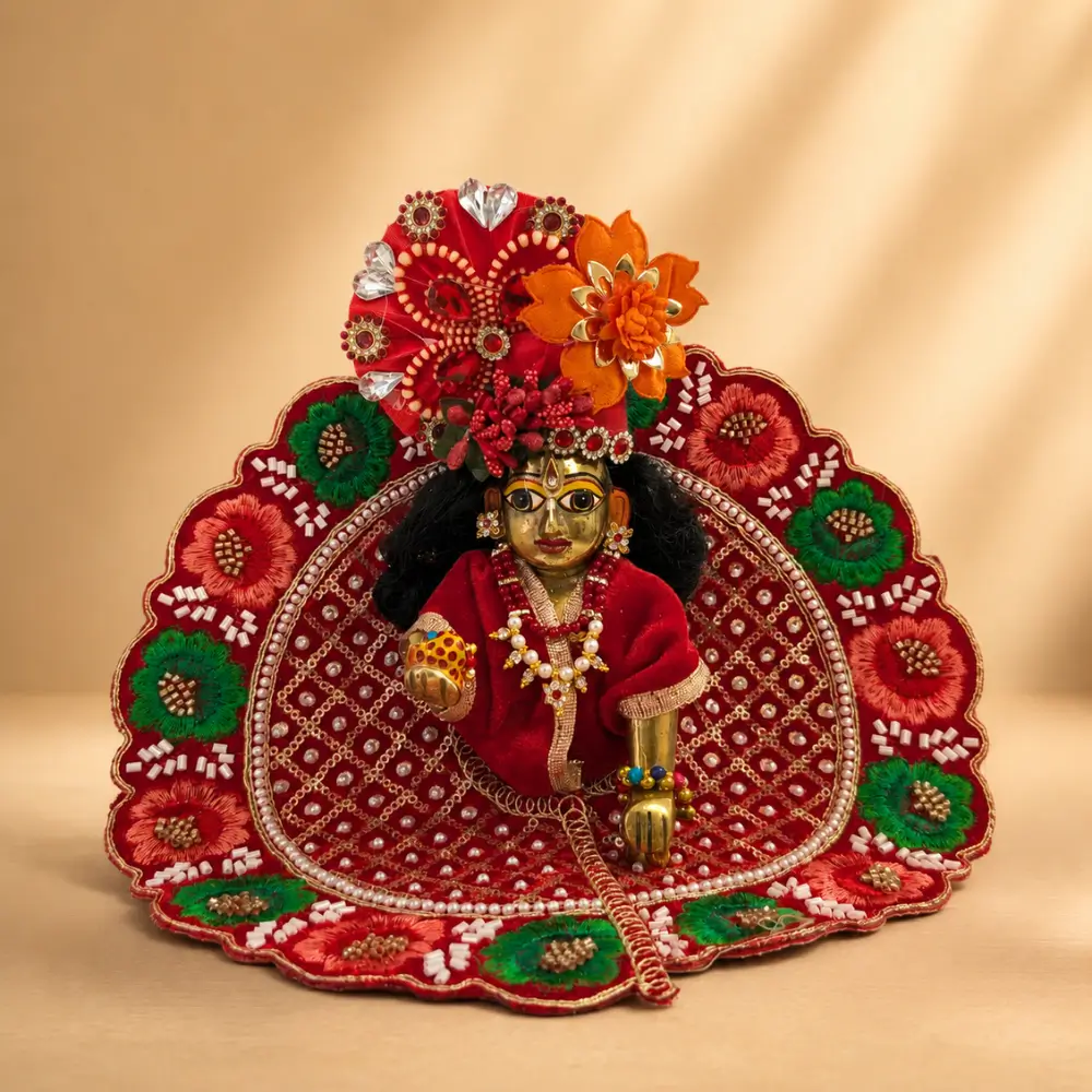 janmashtami laddu gopal hand embroidery dress in red