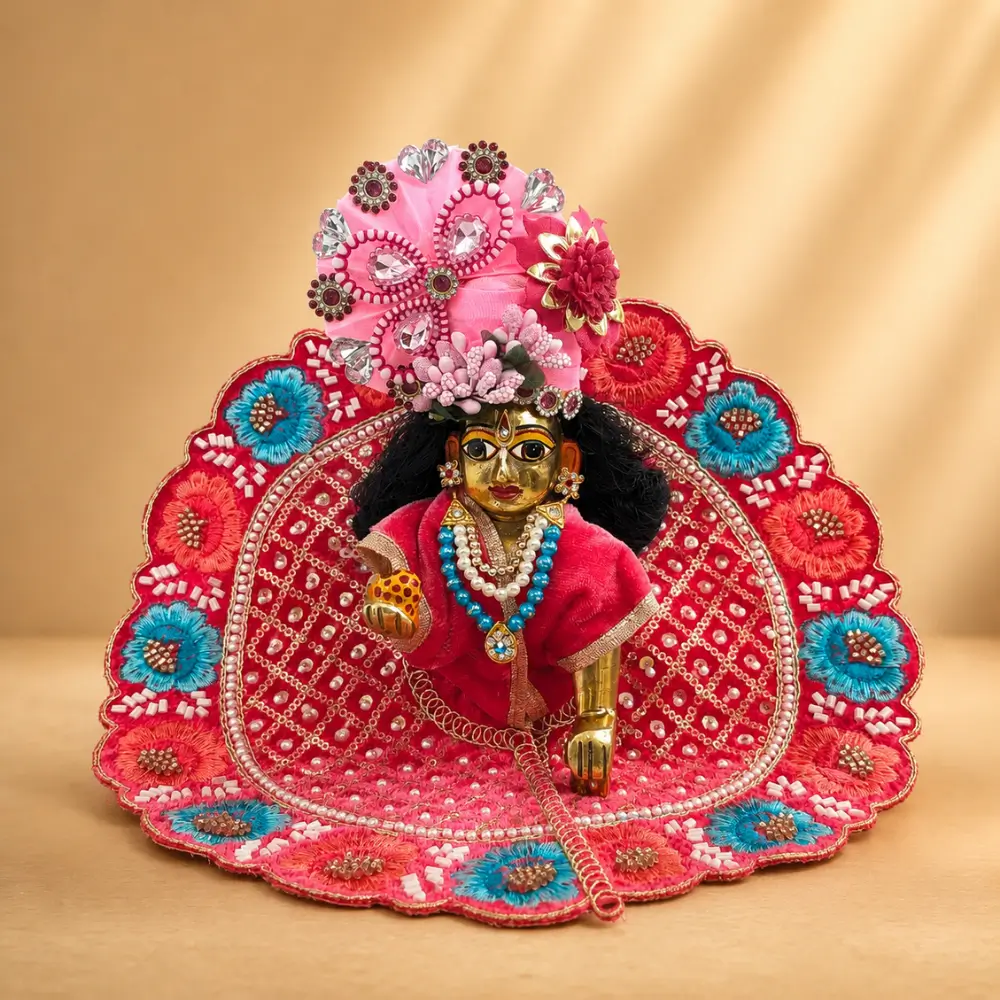 janmashtami laddu gopal hand embroidery dress in pink