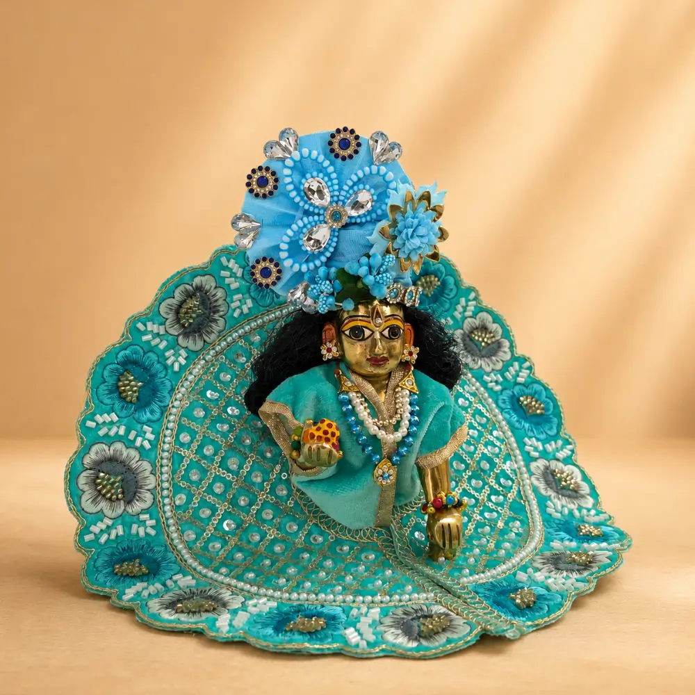 laddu gopal hand embroidery dress in green
