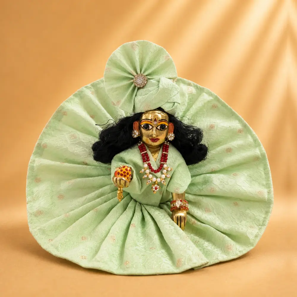mint green laddu gopal summer dress front