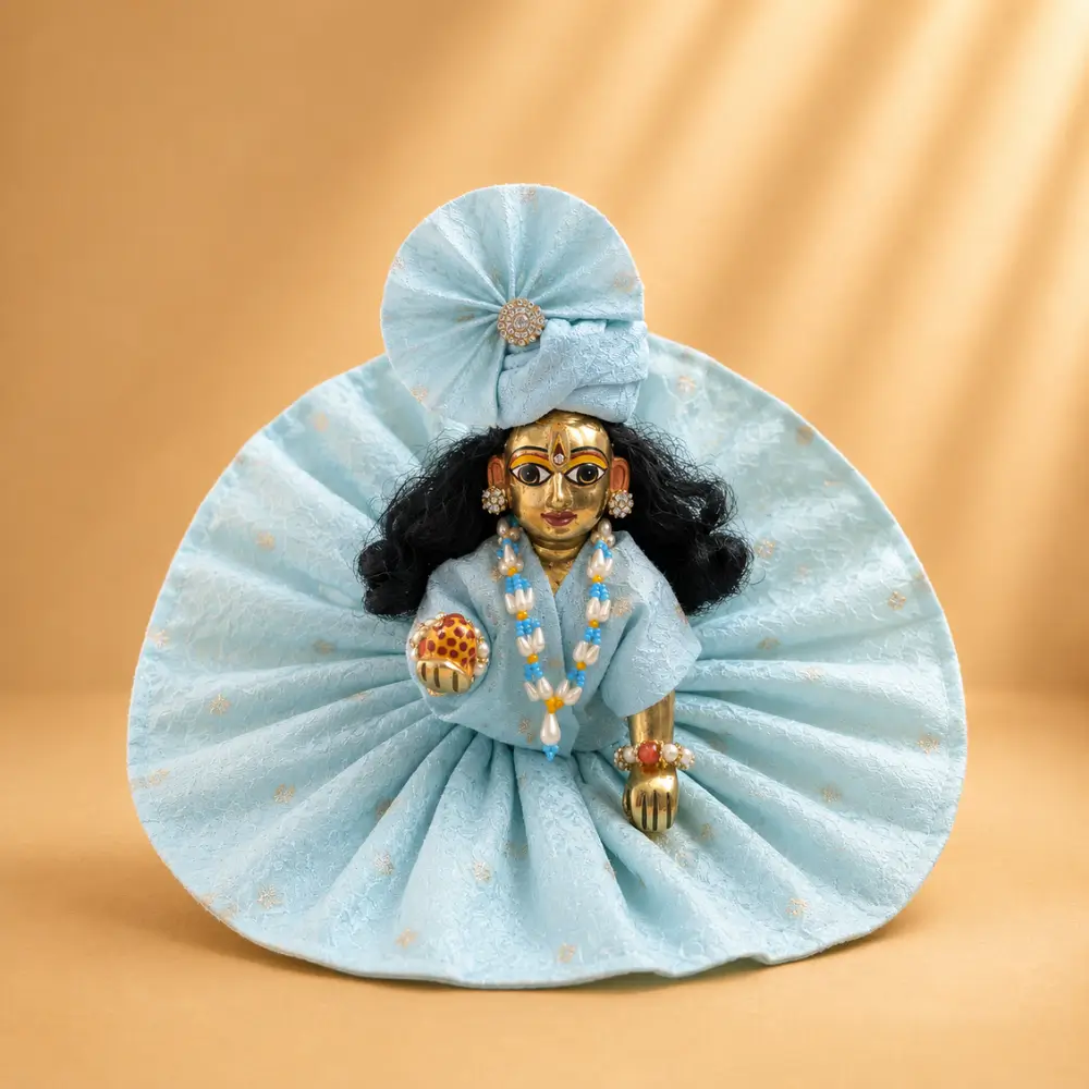 sky blue laddu gopal summer dress front