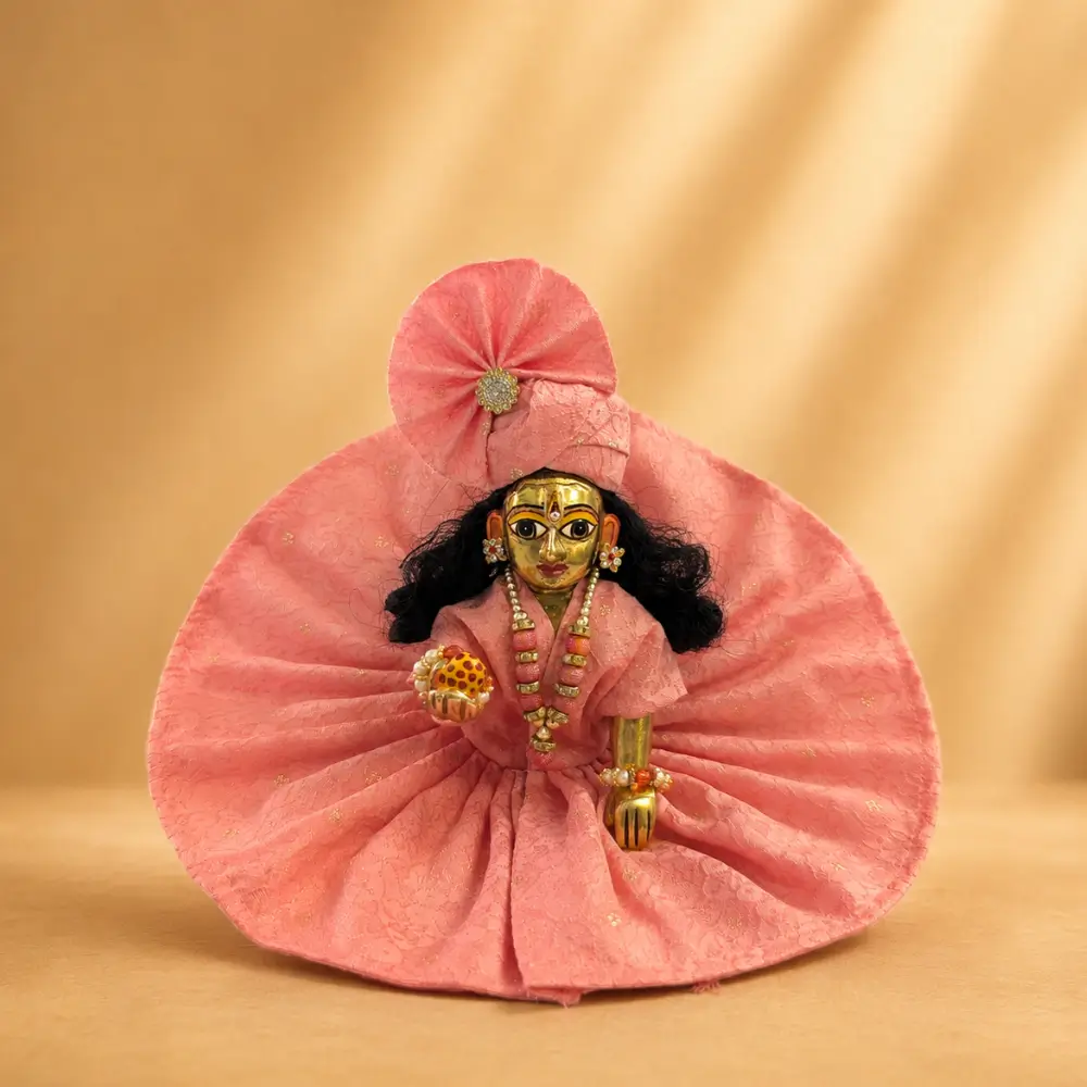 pink laddu gopal summer dress front