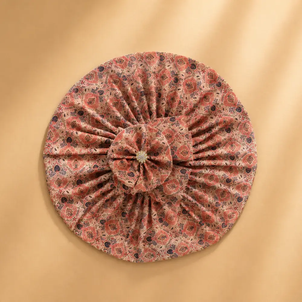 peach floral cotton poshak flat lay