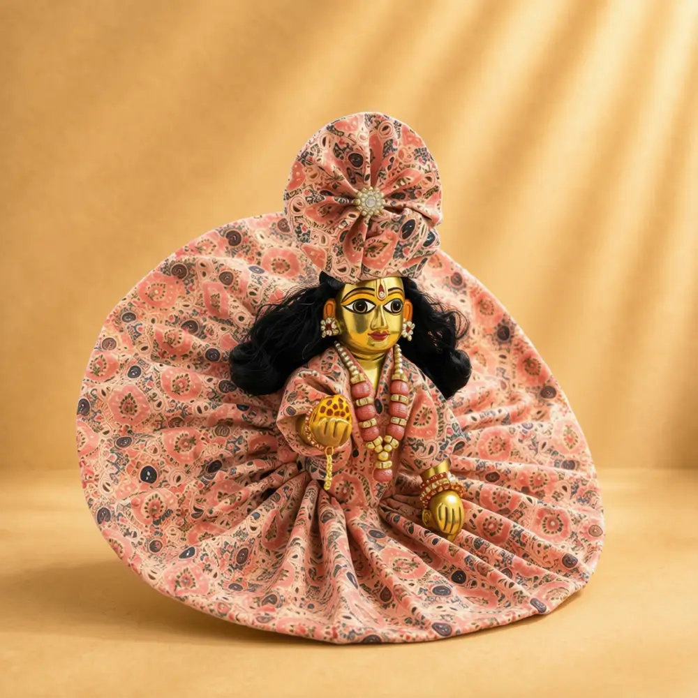 peach floral cotton laddu gopal poshak