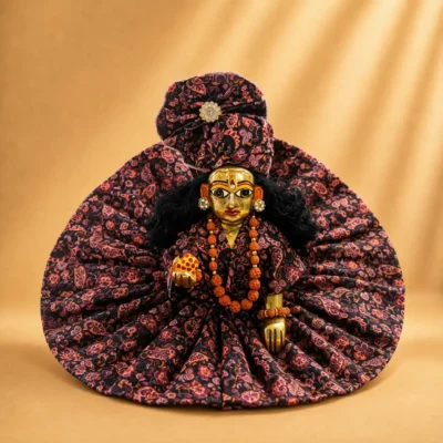 brown printed laddu gopal summer dress front