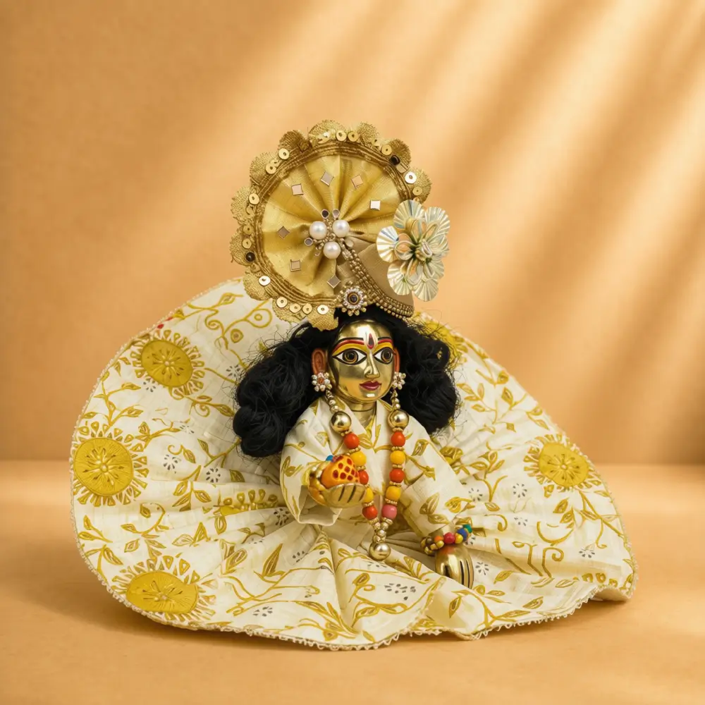 golden print laddu gopal poshak