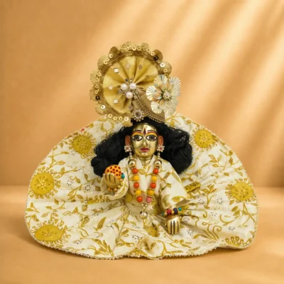 golden floral laddu gopal summer dress