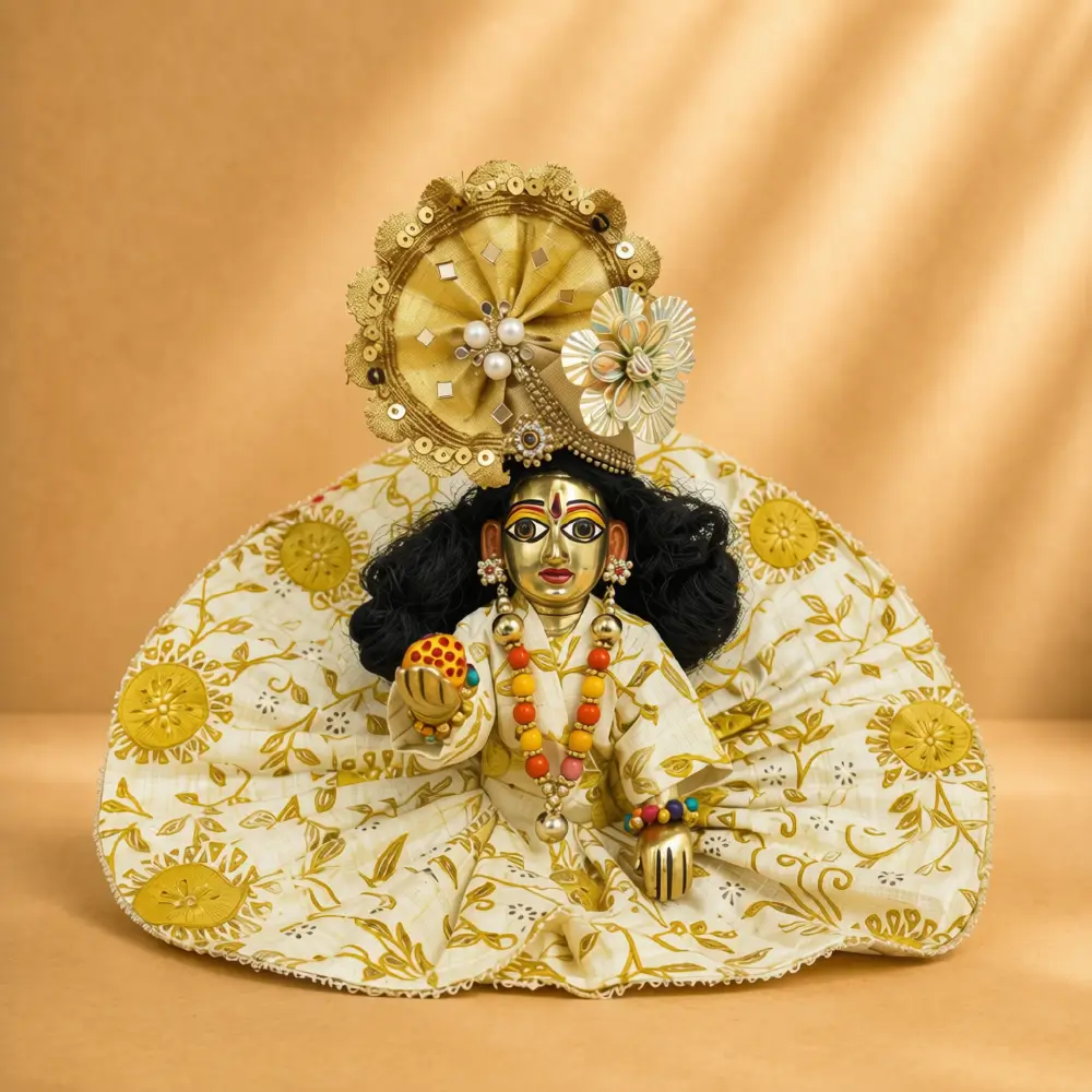 golden floral laddu gopal summer dress