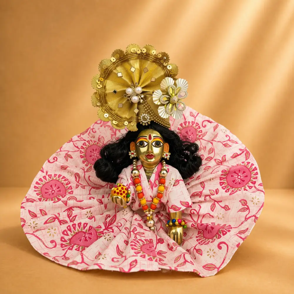 pink floral laddu gopal summer dress