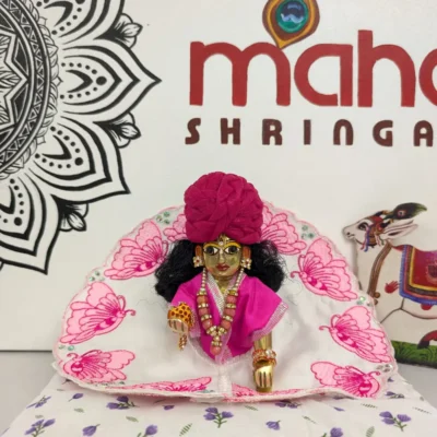 Laddu Gopal Summer Poshak – Pink Butterfly Handmade Dress