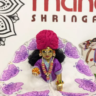 Laddu Gopal Summer Poshak – Purple Butterfly Handmade Dress (Size 0–5)