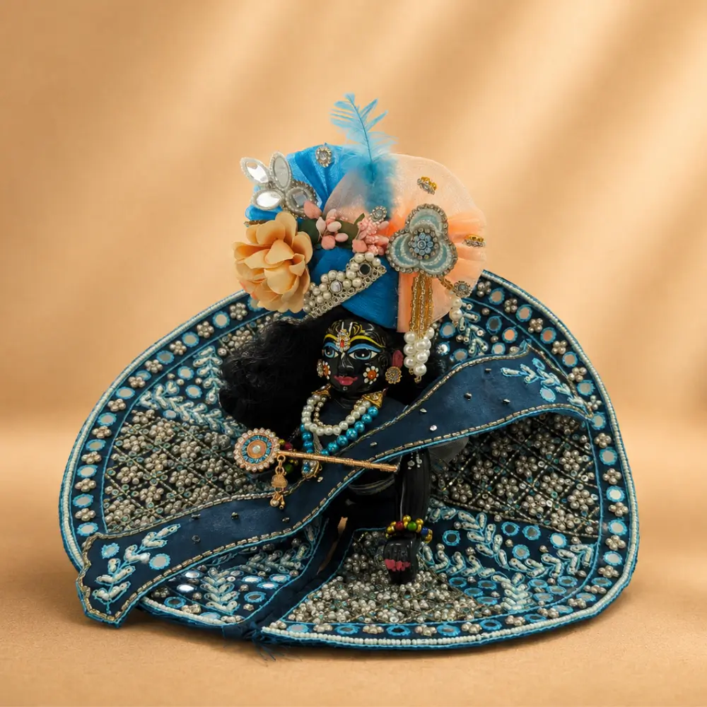 designer laddu gopal poshak royal blue angle view size 2 4 5