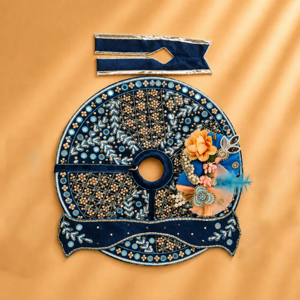 handmade laddu gopal designer poshak blue flat lay size 2 4 5
