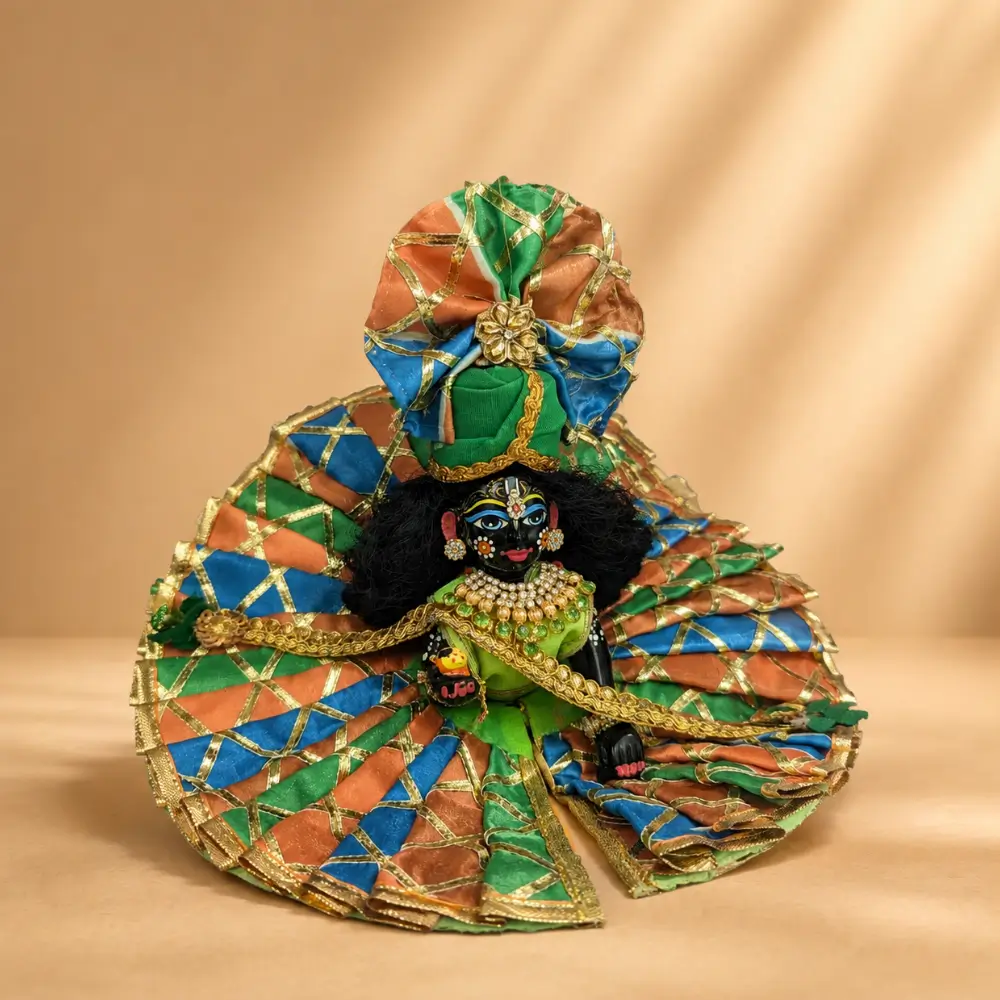 green kanha ji poshak side view