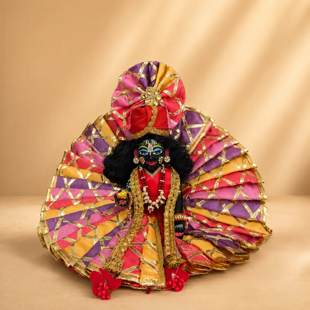 red purple laddu gopal dress front view