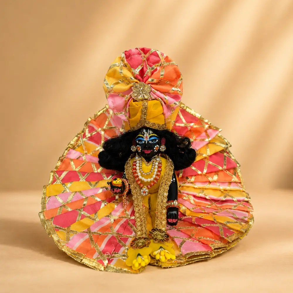 yellow pink laddu gopal dress front