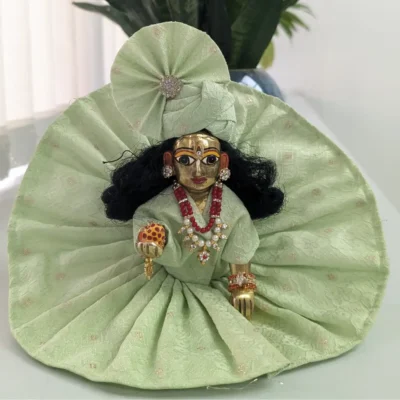 green laddu gopal summer dress with mukut