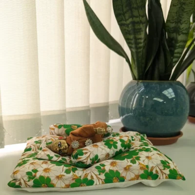 Laddu Gopal Green Floral Bedding Set