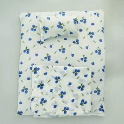 Blue Floral Laddu Gopal Bed Set – Soft & Comfortable Bedding for Kanha Ji