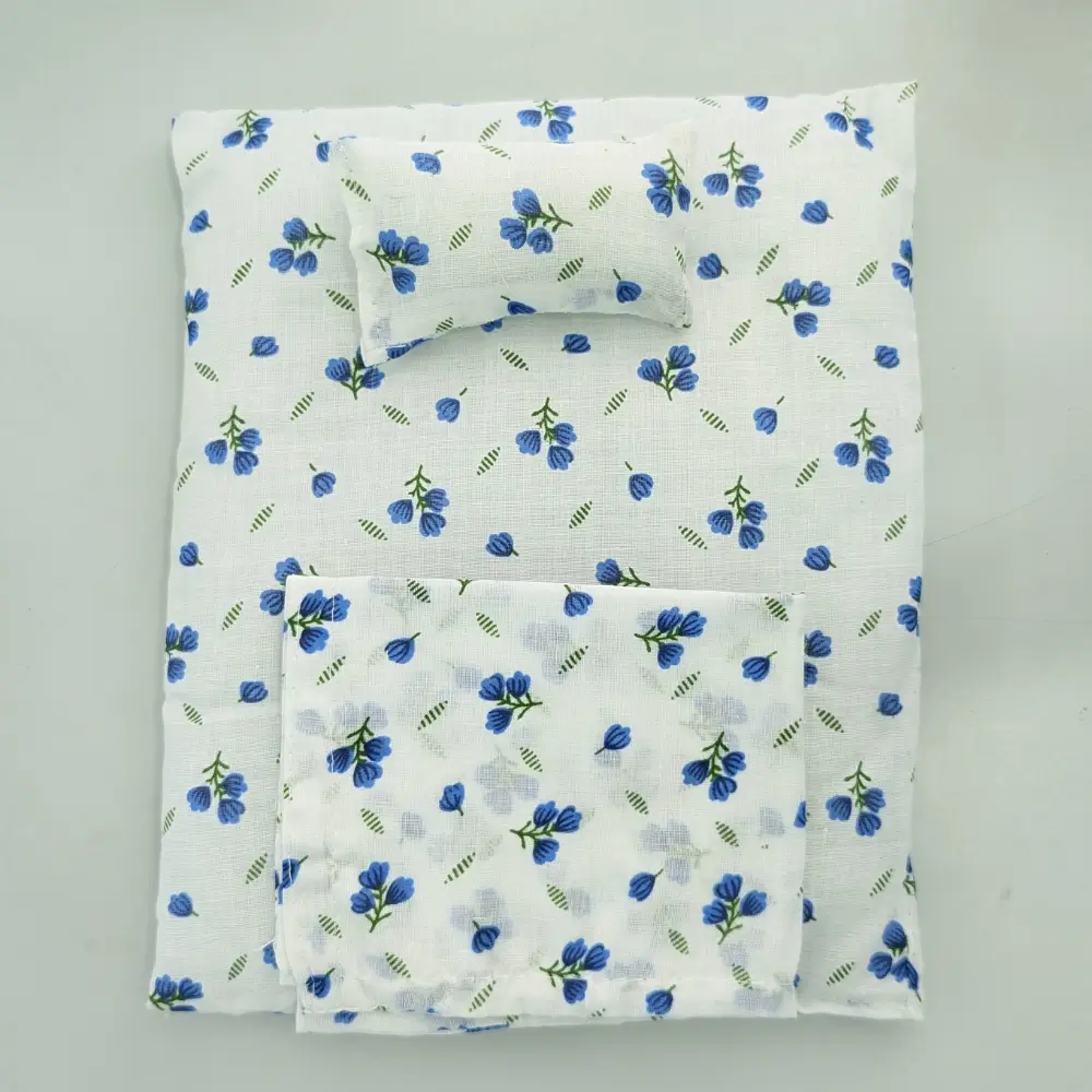 Blue Floral Laddu Gopal Bed Set – Soft & Comfortable Bedding for Kanha Ji