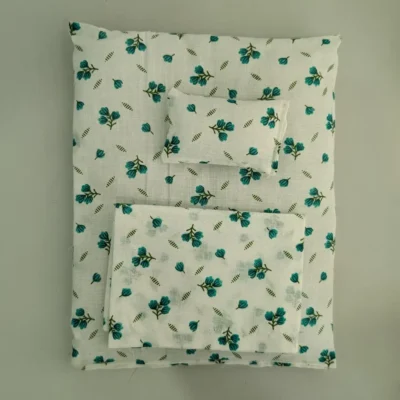 Green Floral Laddu Gopal Bedding Set – Soft Cotton Bed Set for Kanha Ji