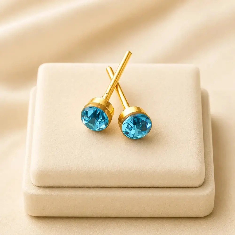 Laddu Gopal Accessories Designer Stone Earrings Blue Crystal