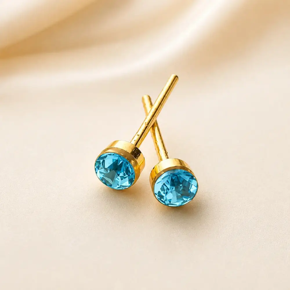 Laddu Gopal Earrings Designer Stone Bali for Kanha Ji Blue Stone Thakur Ji Jewellery