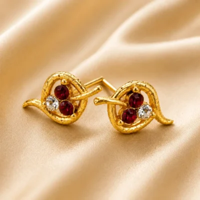Laddu Gopal Earrings Red Stone Designer Bali for Kanha Ji