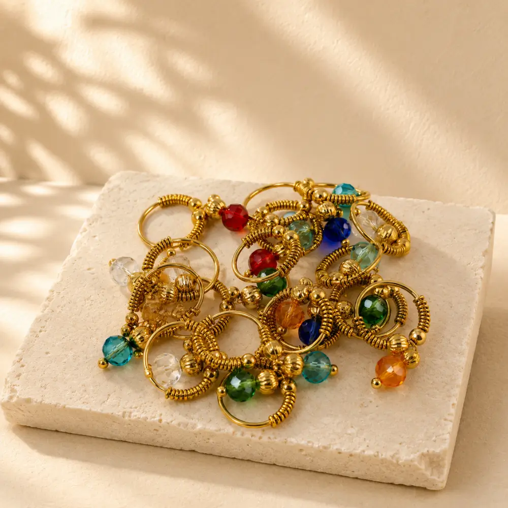 Laddu Gopal Earrings Beaded Hoop Bali Multiple